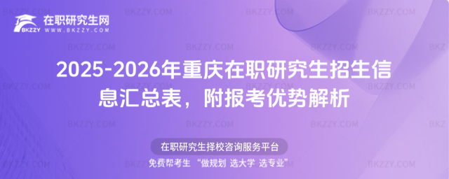 2025-2026年重慶在職研究生招生信息匯總表 2025-2026年重慶在職研究生招生信息匯總表