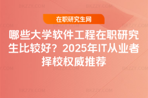 哪些大學(xué)軟件工程在職研究生比較好？2025年IT從業(yè)者擇校權(quán)威推薦