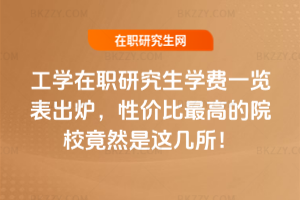 工學在職研究生學費一覽表出爐，性價比最高的院校竟然是這幾所！
