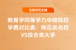 教育學同等學力申碩院校學費對比表：師范類名校VS綜合類大學